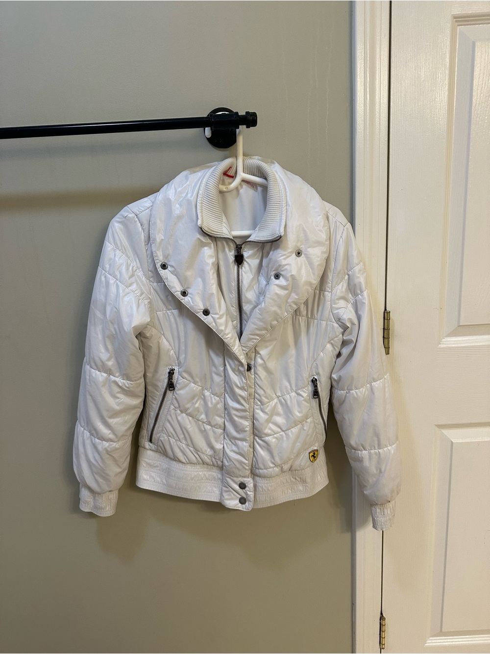 Puma x Scuderia Ferrari Women’s White Quilted Puffer Bomber Jacket
